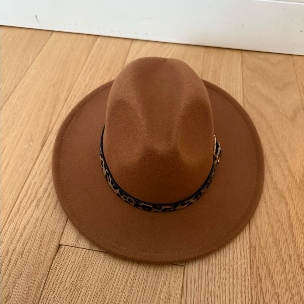 Brown Hat with Leopard Strap